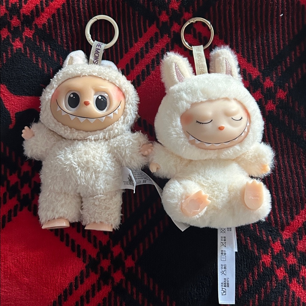 Fluffy Cream Monster Plush Duo